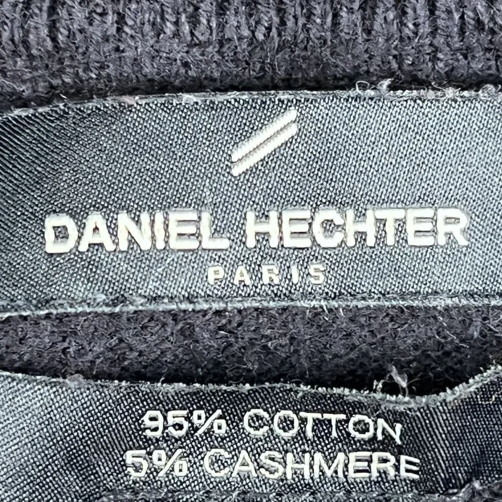 Daniel Hechter Paris Cotton & Cashmere 1/4 Zip Pullover Blue Sweater Sz Large
